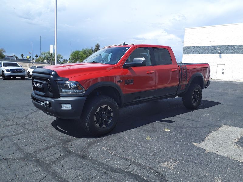 Red 2018 Ram 2500 Power Wagon crew cab, front three-quarter view